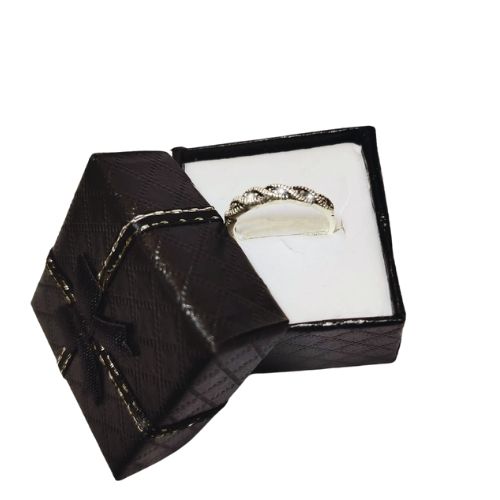 Anillo de plata marquesita trenzado