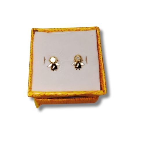 Arete broquel de plata angelitos liso