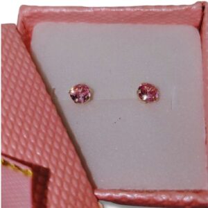 Arete broquel de plata con circonia rosa circular