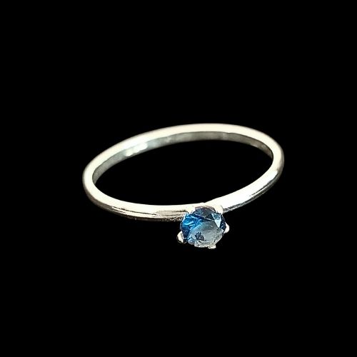 Anillo solitario azul #7