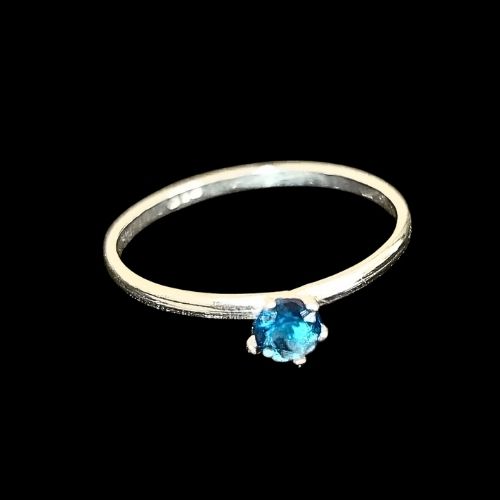 Anillo solitario azul #7