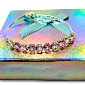 149 Brazalete de plata con circonias blancas y rosas