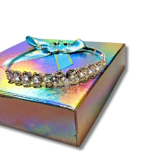 Brazalete de plata con circonias blancas