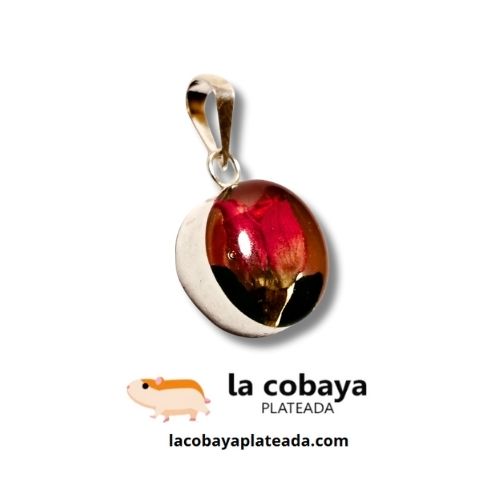 Dije mini encapsulado con rosa