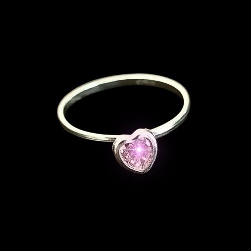 Anillo corazón rosa liso