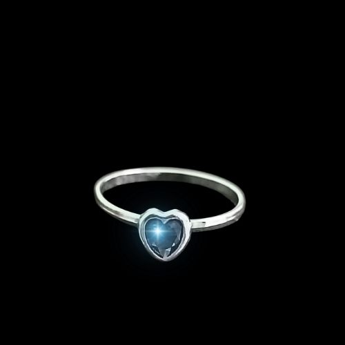 Anillo biselado corazón azul liso