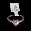 Anillo corazón rosa con microcirconias rosas