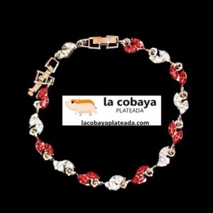 Pulsera hojas rojas con blanco