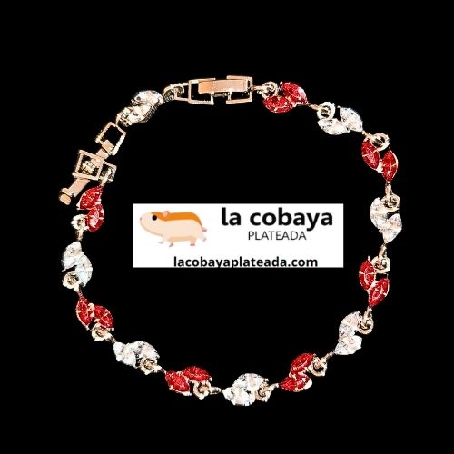 Pulsera hojas rojas con blanco