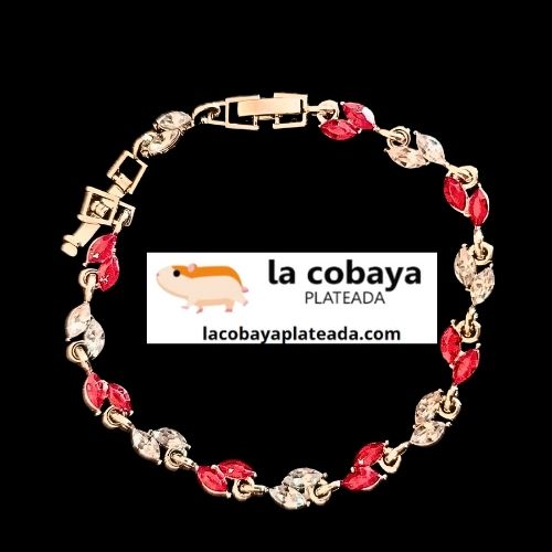 Pulsera hojas rojas con blanco
