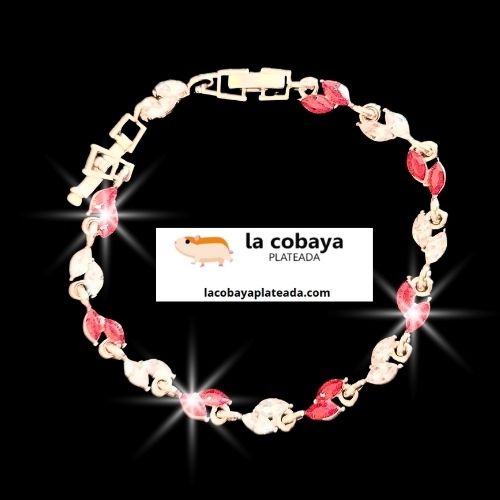 Pulsera hojas rojas con blanco