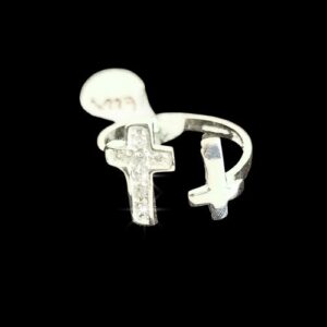 Anillo doble cruz con circonias #9