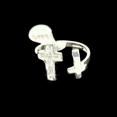 Anillo doble cruz con circonias #9