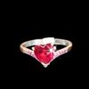 Anillo corazón rojo con microcirconias a los lados #9