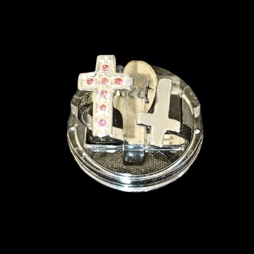 Anillo doble cruz con circonias #9