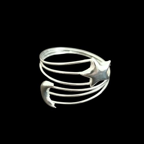 Anillo liso estrella y luna