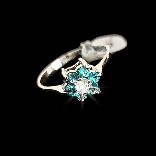 Anillo de plata flor Azul #8