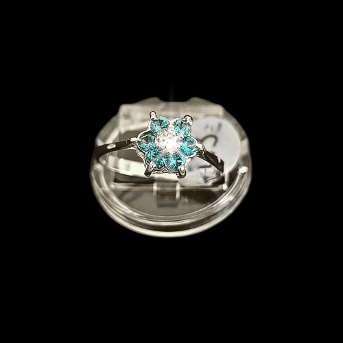 Anillo de plata flor Azul #8