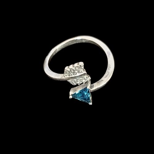 Anillo flecha azul con plata negra #8