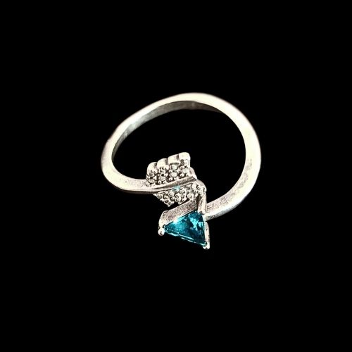 Anillo flecha azul con plata negra #8