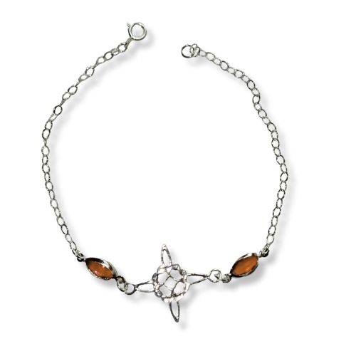 Pulsera nudo de bruja con circonias rojas