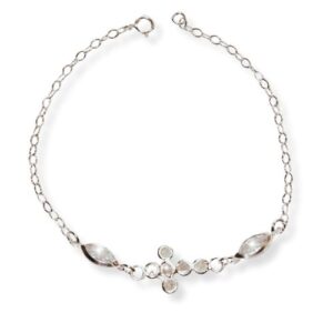 77 Pulsera cruz con circonias blancas biseladas