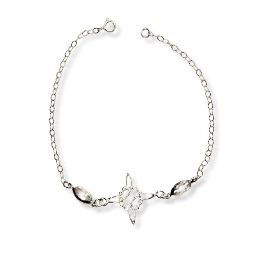 Pulsera nudo de bruja con circonias blancas