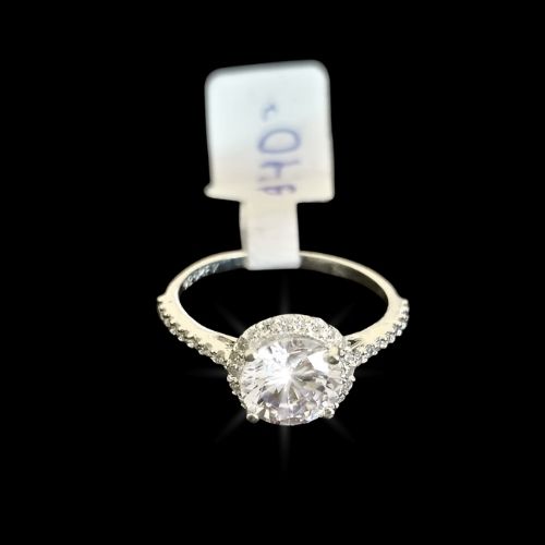 Anillo compromiso con contorno de microcirconia