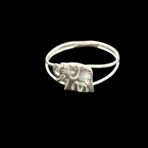 87 Anillo de elefante liso en plata #7