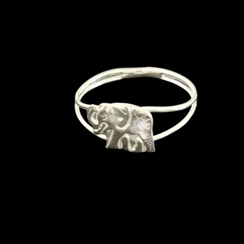 Anillo de elefante liso en plata #7