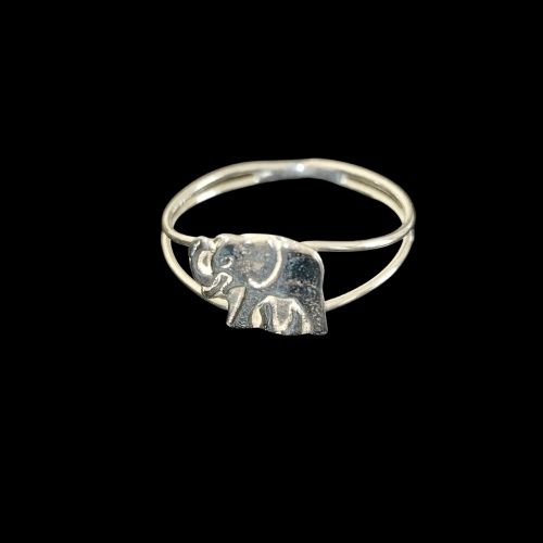 Anillo de elefante liso en plata #7